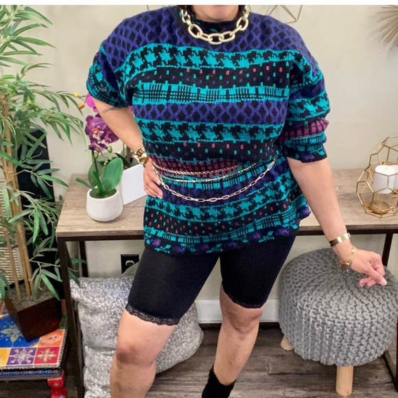 Vintage Multi Patterned Sweater - Picture 7 of 10